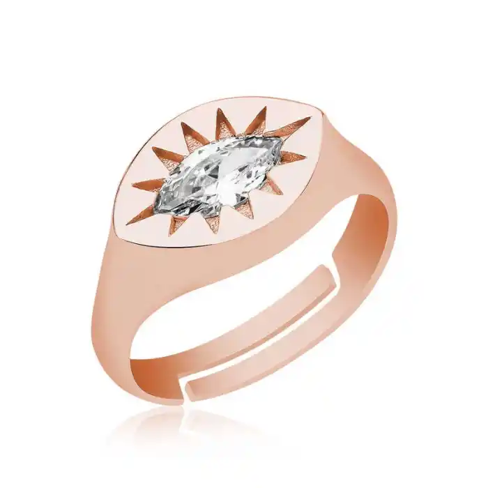 ​Gümüş Ayarlanabilir Rose Kuzey Yıldızı Şovalye Yüzük