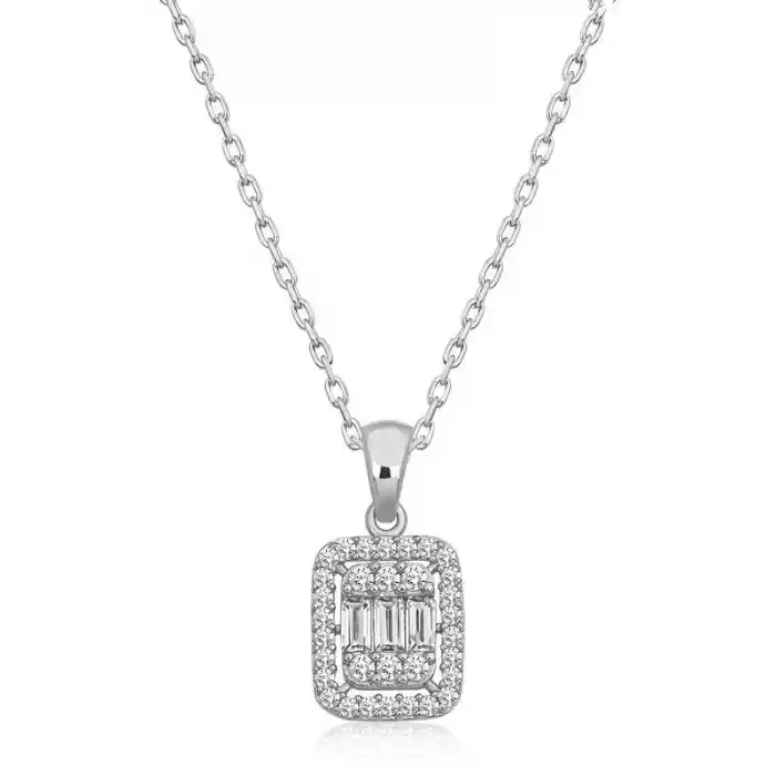 Gümüş Baget Taşlı Kadın Kolye