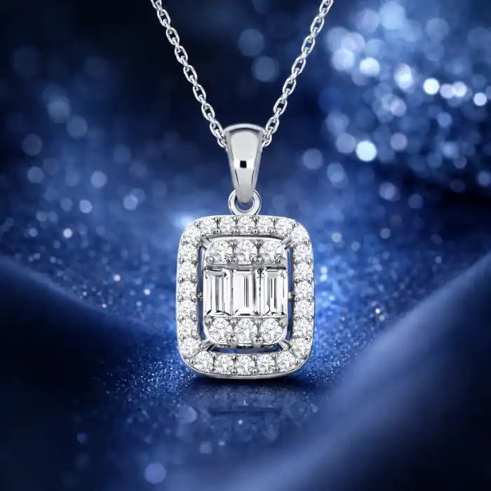 Gümüş Baget Taşlı Kadın Kolye