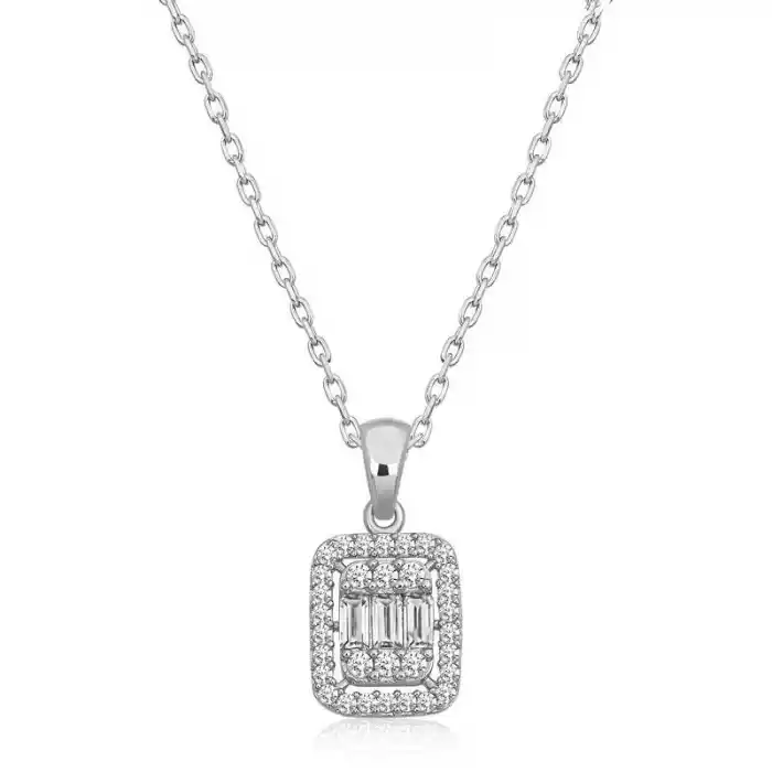 Gümüş Baget Taşlı Kadın Kolye