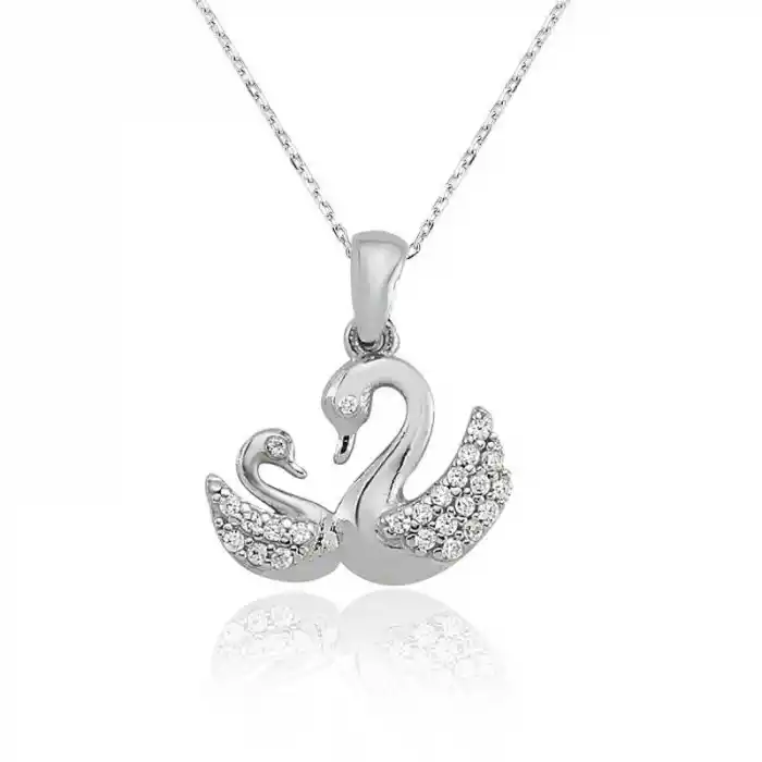 Gümüş Bayan Kuğu Kolye