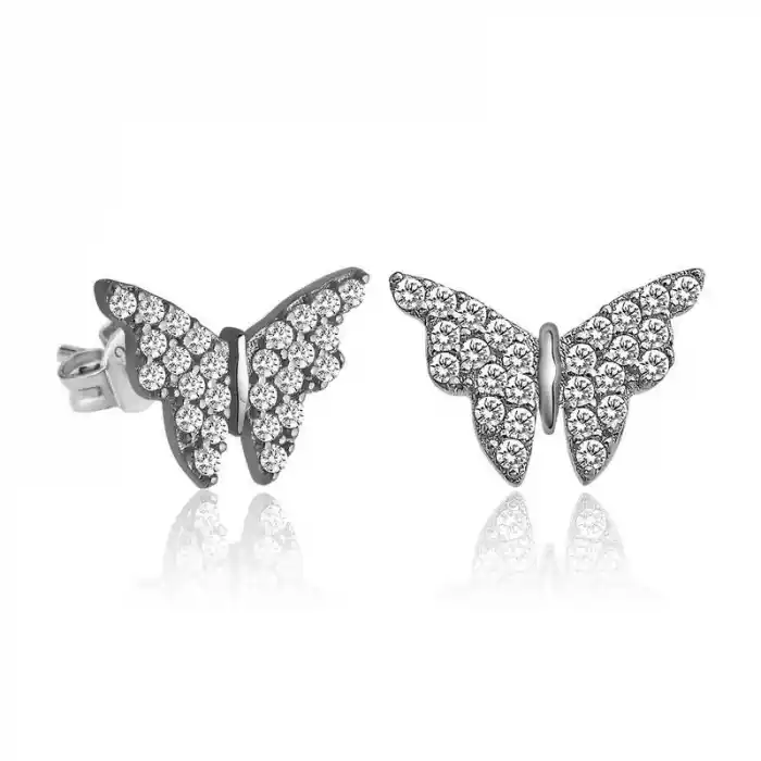 Gümüş Beyaz Kelebek Küpe