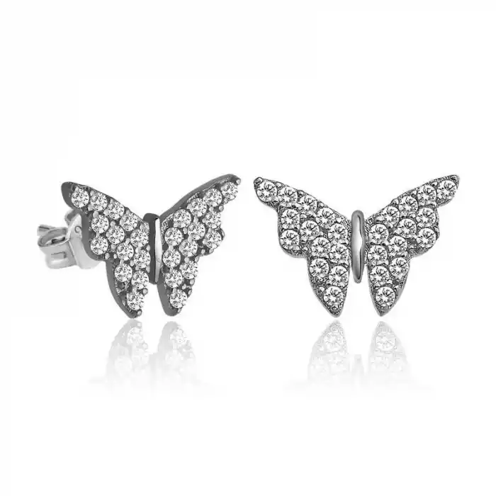 Gümüş Beyaz Kelebek Küpe