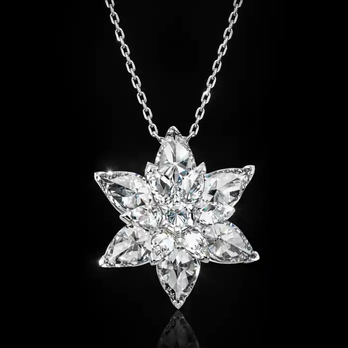 Gümüş Beyaz Lotus Çiçeği Bayan Kolye