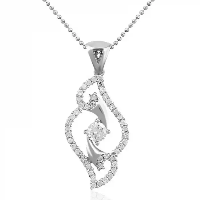 Gümüş Beyaz Taşlı Bayan Kolye