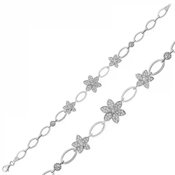 Gümüş Çiçekli Bayan Bileklik