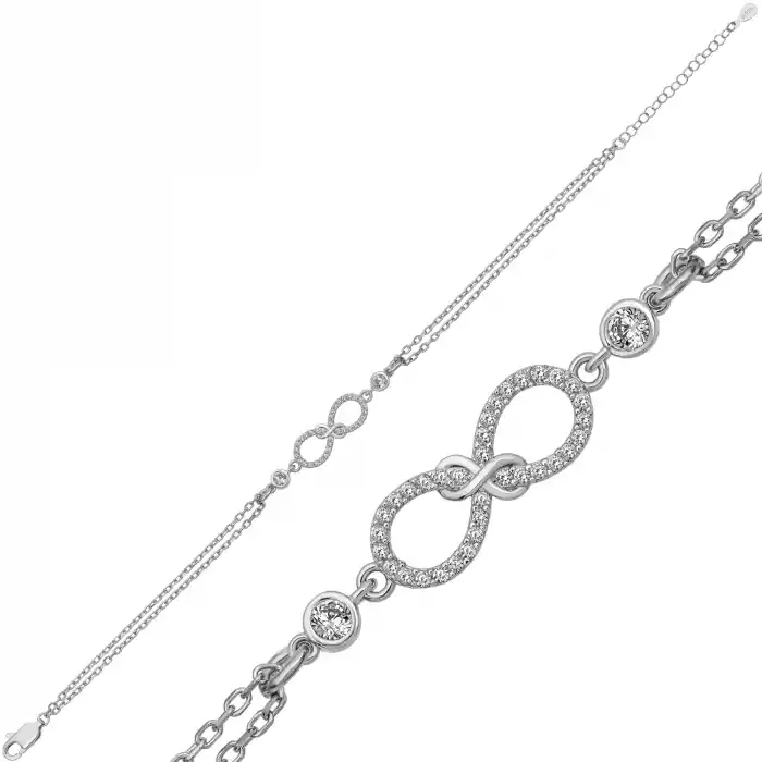 Gümüş Çift Sonsuzluk Kadın Bileklik