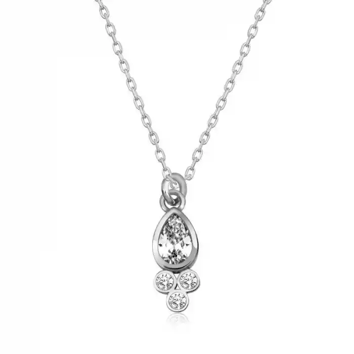 Gümüş Çiğ Damlası Tektaş Bayan Kolye