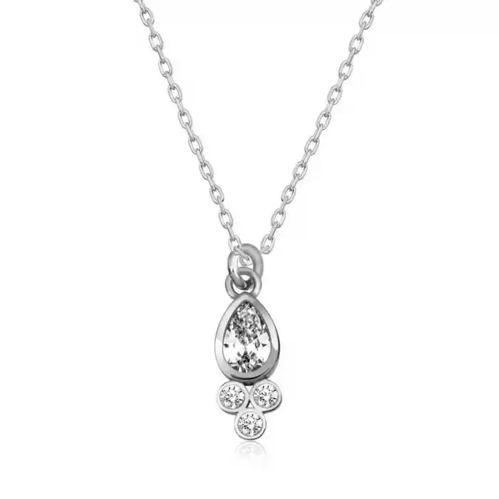 Gümüş Çiğ Damlası Tektaş Bayan Kolye