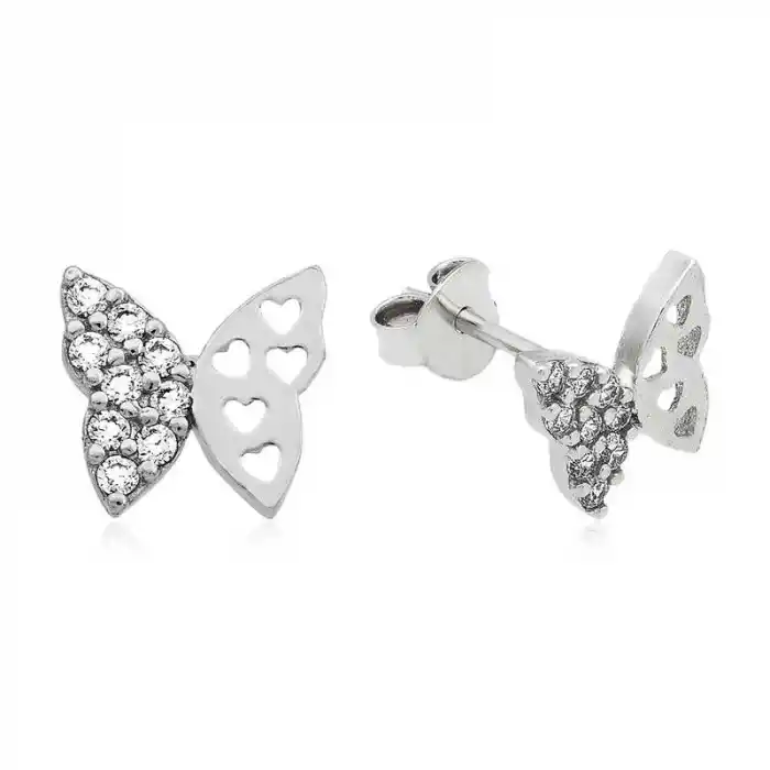 Gümüş Çivili Kelebek Küpe