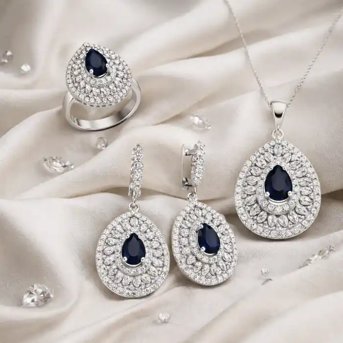 Gümüş Damla Desenli Bayan Set