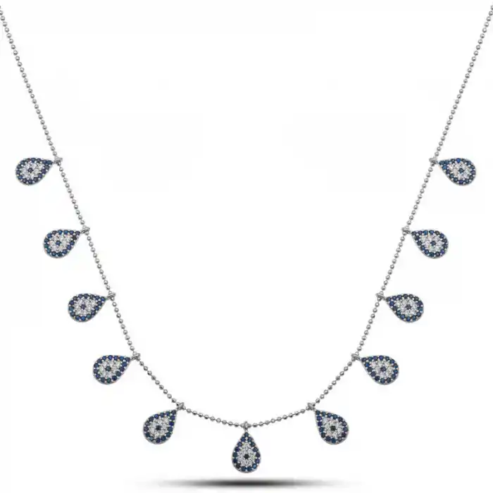 Gümüş Damla Nazarlı Şans Kadın Kolye