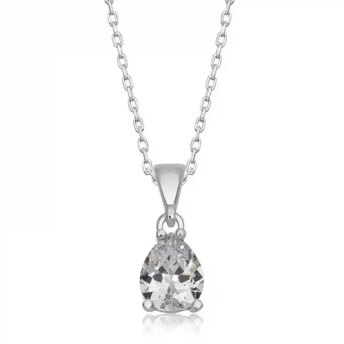 Gümüş Damla Zirkon Taşlı Kadın Kolye