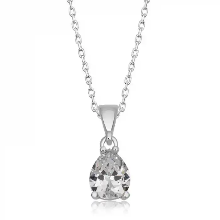 Gümüş Damla Zirkon Taşlı Kadın Kolye