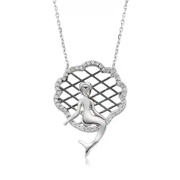 Gümüş Deniz Kızı Bayan Kolye