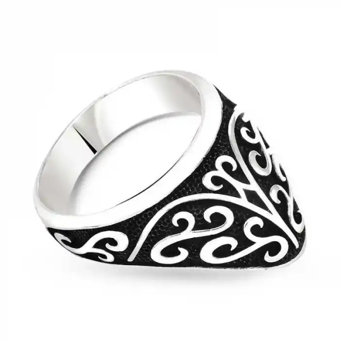 Gümüş Desenli Okçu Zihgir Erkek Yüzük