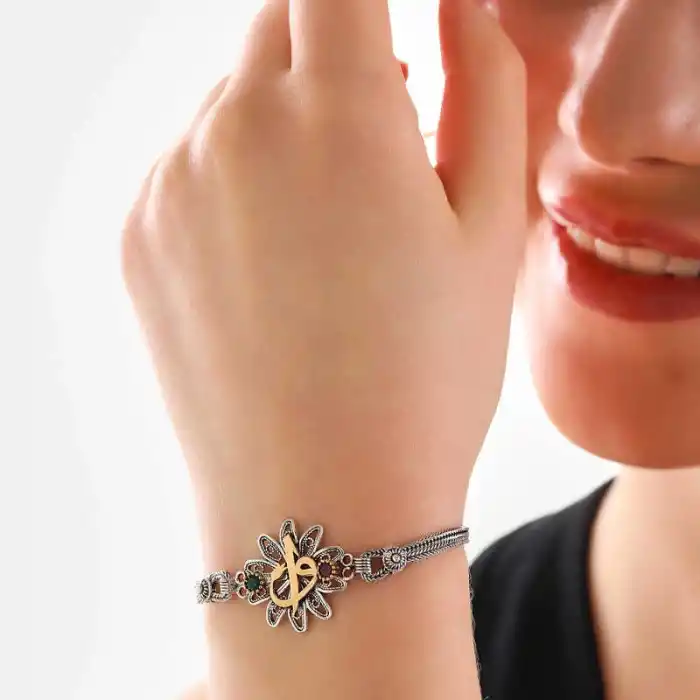 Gümüş Elif Vav Otantik Kadın Bileklik