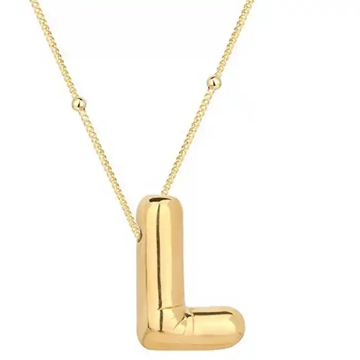 Gümüş Gold Balon L Harfi Kadın Kolye