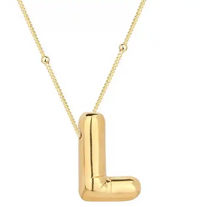 Gümüş Gold Balon L Harfi Kadın Kolye
