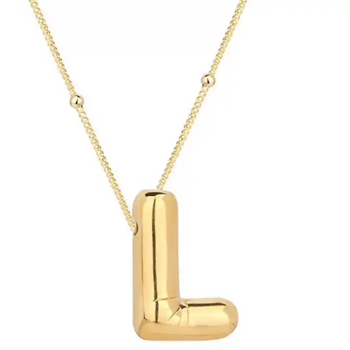Gümüş Gold Balon L Harfi Kadın Kolye