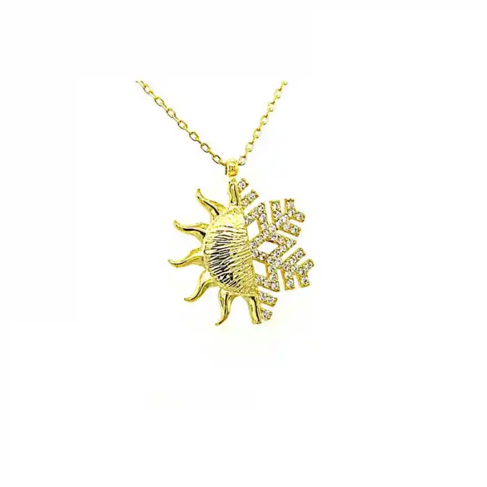 Gümüş Gold Güneş Kartanesi Bayan Kolye
