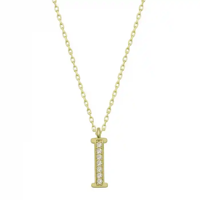 Gümüş Gold I Harfi Kadın Kolye