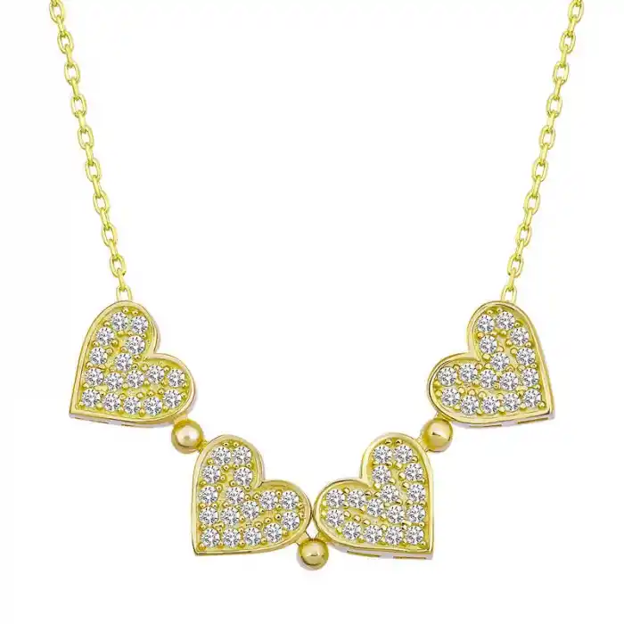 Gümüş Gold Kalpli Açılabilen Yonca Kadın Kolye