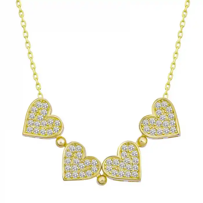 Gümüş Gold Kalpli Açılabilen Yonca Kadın Kolye