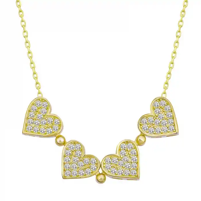 Gümüş Gold Kalpli Açılabilen Yonca Kadın Kolye