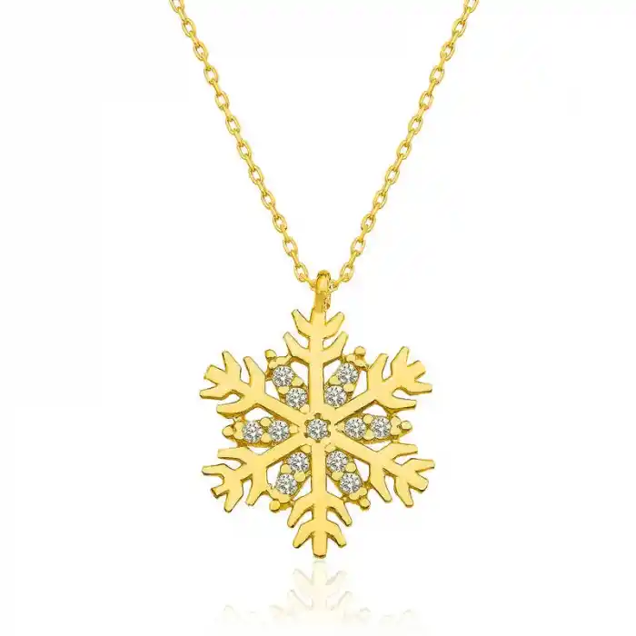 ​Gümüş Gold Kar Tanesi Bayan Kolye