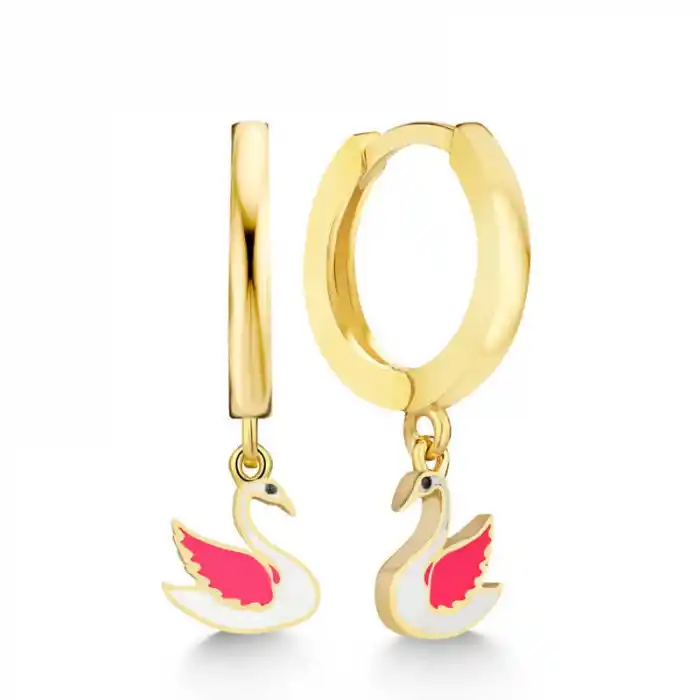 Gümüş Gold Kuğu Sallantılı Kadın Küpe