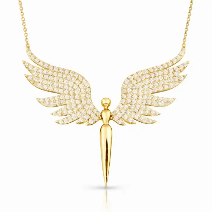 Gümüş Gold Mikail Meleği Kadın Kolye