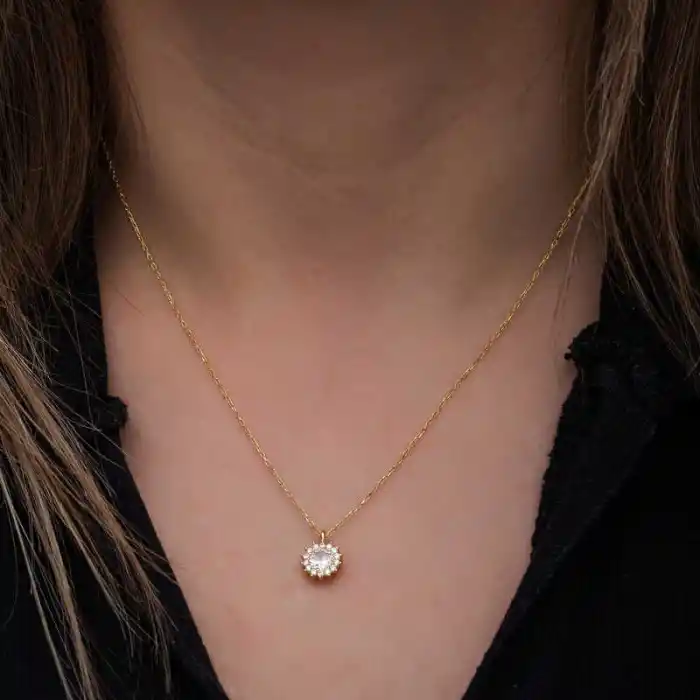 Gümüş Gold Minimal Yuvarlak Anturaj Kadın Kolye