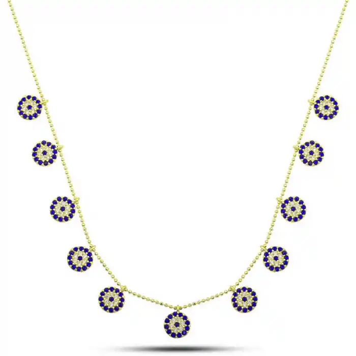 Gümüş Gold Nazarlı Şans Kadın Kolye