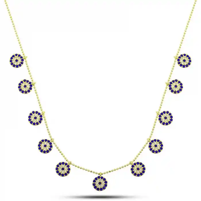 Gümüş Gold Nazarlı Şans Kadın Kolye