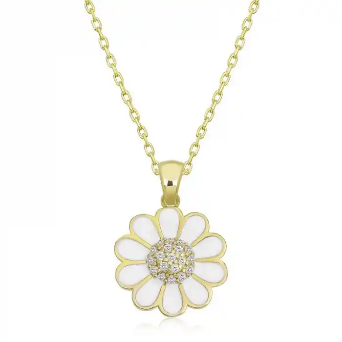 Gümüş Gold Papatya Kadın Kolye