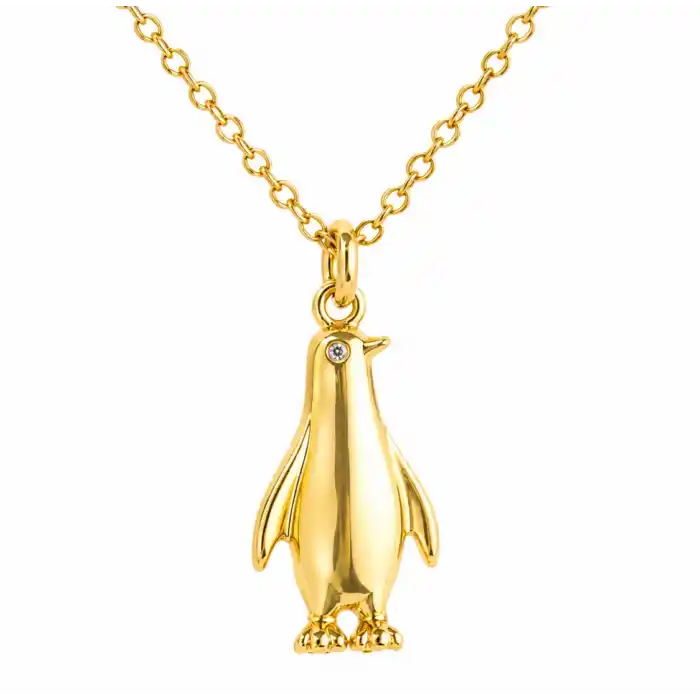 Gümüş Gold Penguen Kadın Kolye