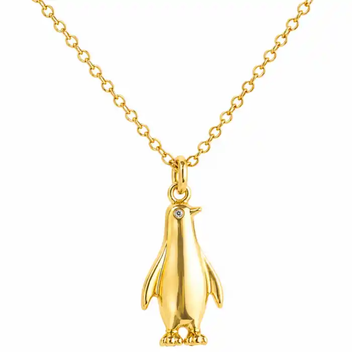 Gümüş Gold Penguen Kadın Kolye