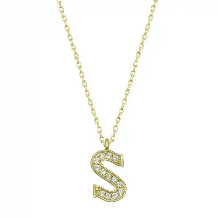 Gümüş Gold S Harfi Kadın Kolye