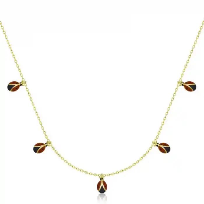 Gümüş Gold Uğur Böceği Şans Kadın Kolye