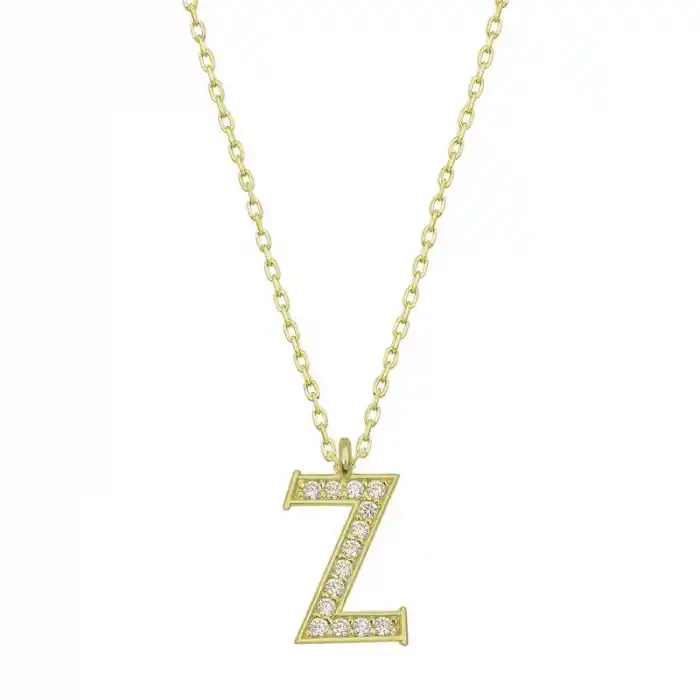 Gümüş Gold Z Harfi Kadın Kolye