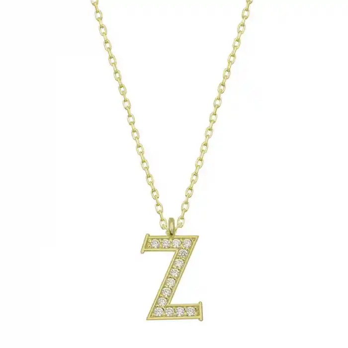 Gümüş Gold Z Harfi Kadın Kolye