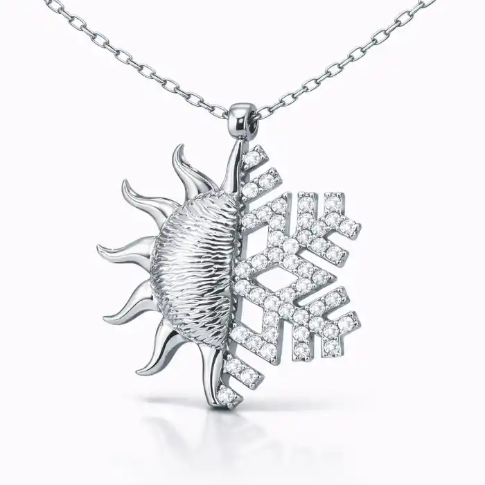 Gümüş Güneş Kartanesi Bayan Kolye