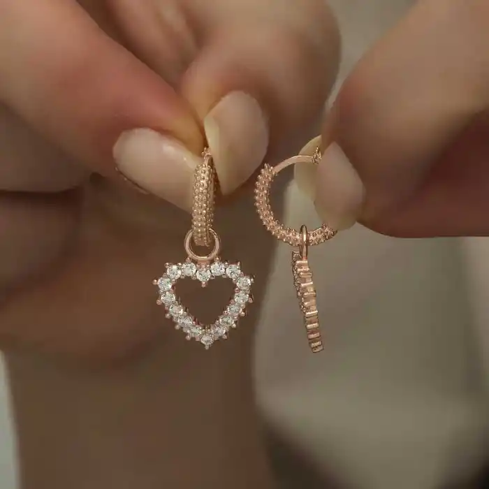 Gümüş Halka Kalp Bayan Küpe