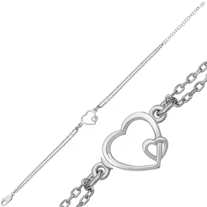 Gümüş İç İçe Aşk Kalp Kadın Bileklik