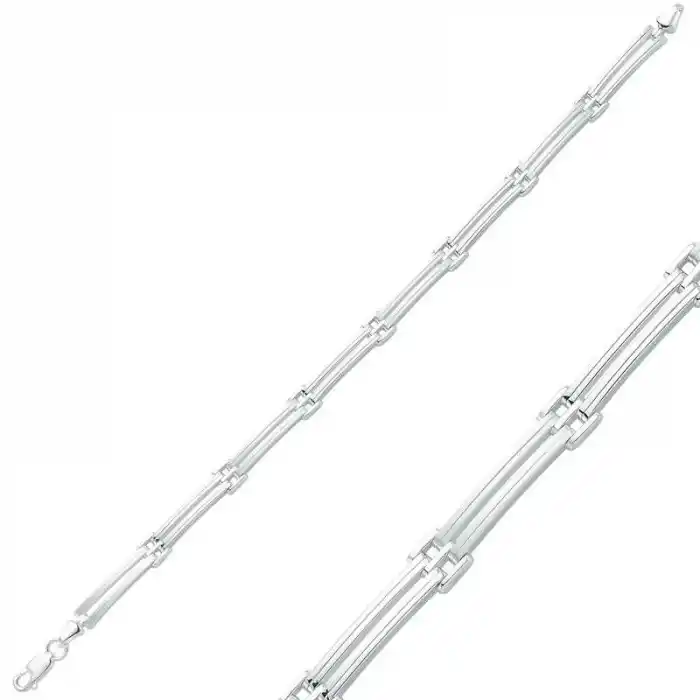 Gümüş İki Sıra Erkek Bileklik