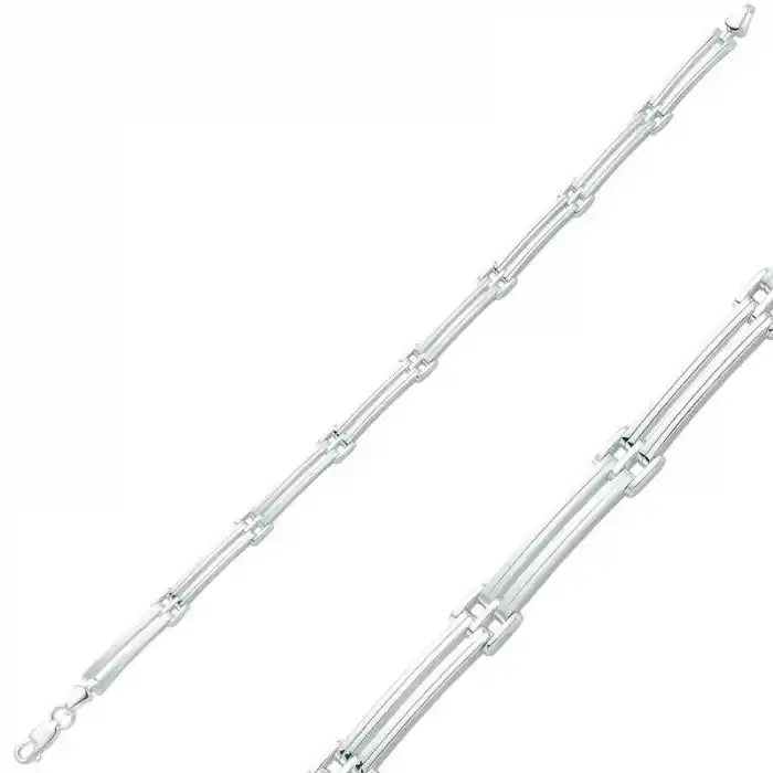 Gümüş İki Sıra Erkek Bileklik