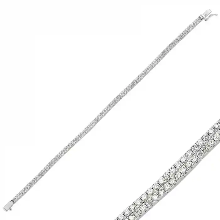 Gümüş İki Sıra Su Yolu Bayan Bileklik