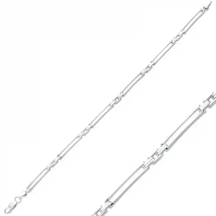 Gümüş İnce Çift Çizgili Erkek Bileklik