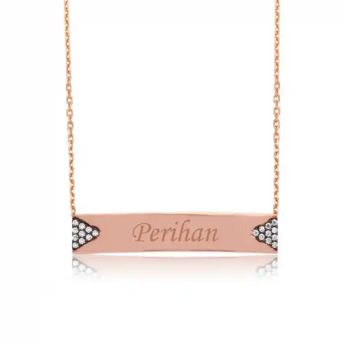 Gümüş İsimlik Plaka Bayan Kolye